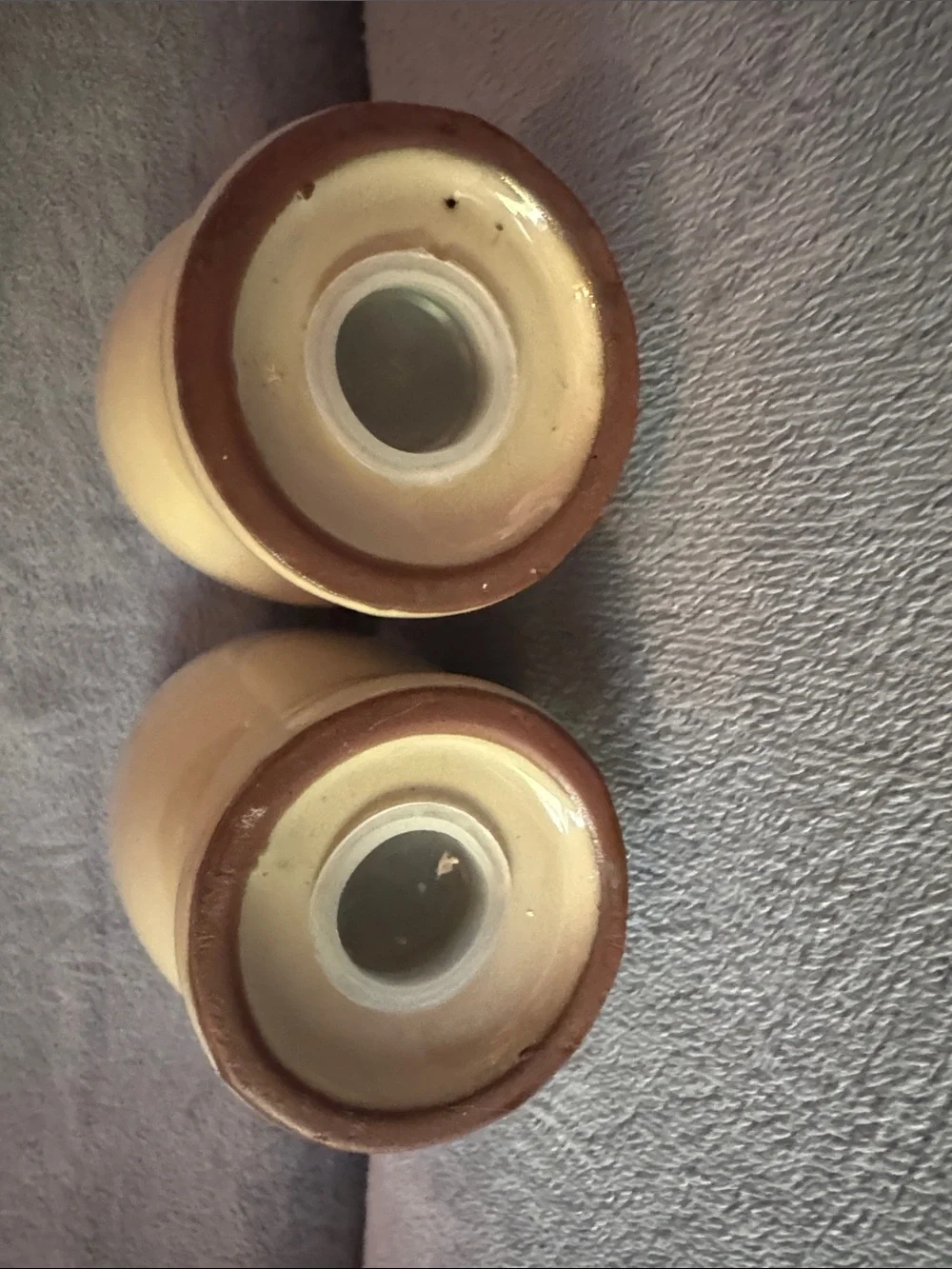 Vintage Two-Tone Brown Glaze Salt & Pepper Shakers